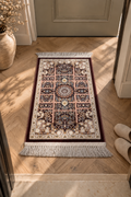 Mashhad Royal Garden Panels Small Carpet – Persian-Inspired Machine-Made Accent Rug with Floral Scenic Motifs and Elegant Ivory Fringe