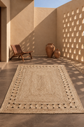 Jute Horizon Circle Border Rug – IC-17094 | Handwoven Natural Elegance