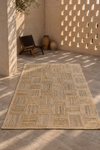 Jute Horizon Woven Blocks Rug – IC-17281 | Handcrafted Natural Texture