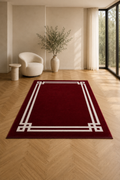 LuxRugs “Royal Frame” Modern Red Carpet – Luxury Minimalist Border Rug