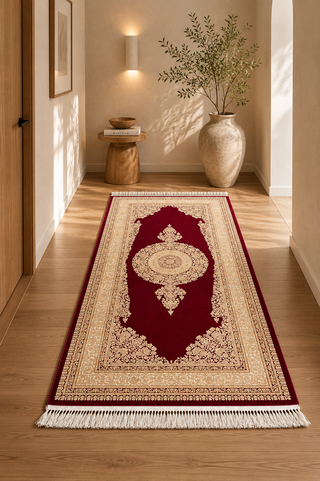 Semerkant Royal Crimson Medallion Carpet – Classic Oriental Elegance