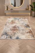Valeria 96 “Golden Horizon” Modern Abstract Carpet – Beige, Rust & Blue Contemporary Rug