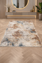 Valeria 96 “Golden Horizon” Modern Abstract Carpet – Beige, Rust & Blue Contemporary Rug