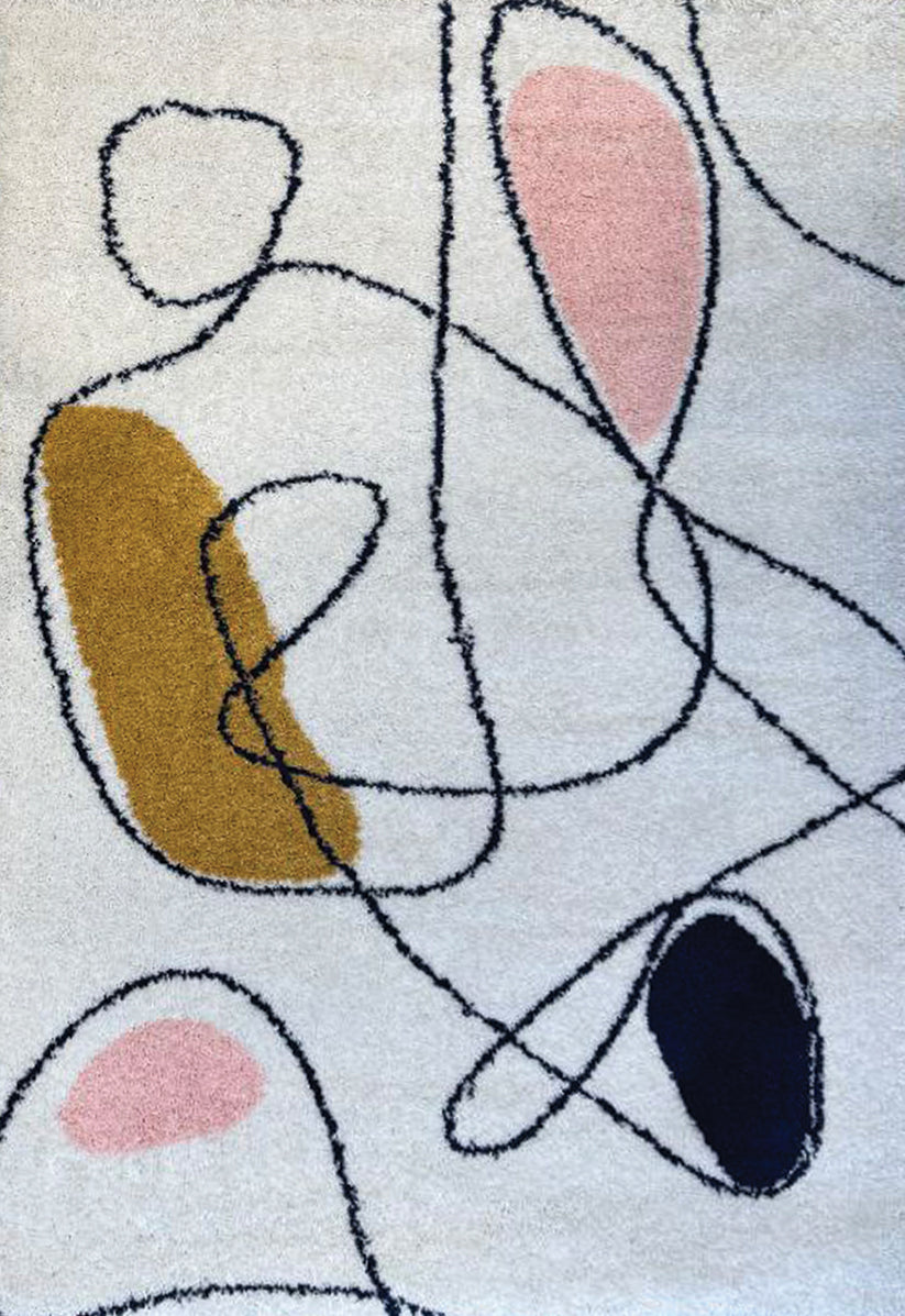 Panama “Art Lines” Modern Carpet – Minimalist Abstract in Soft Pastel & Bold Navy