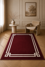 LuxRugs “Royal Frame” Modern Red Carpet – Luxury Minimalist Border Rug