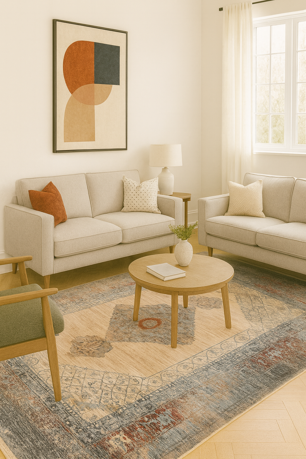 Aqua Grey Beige Carpet – Soft Tones with Modern Classic Style