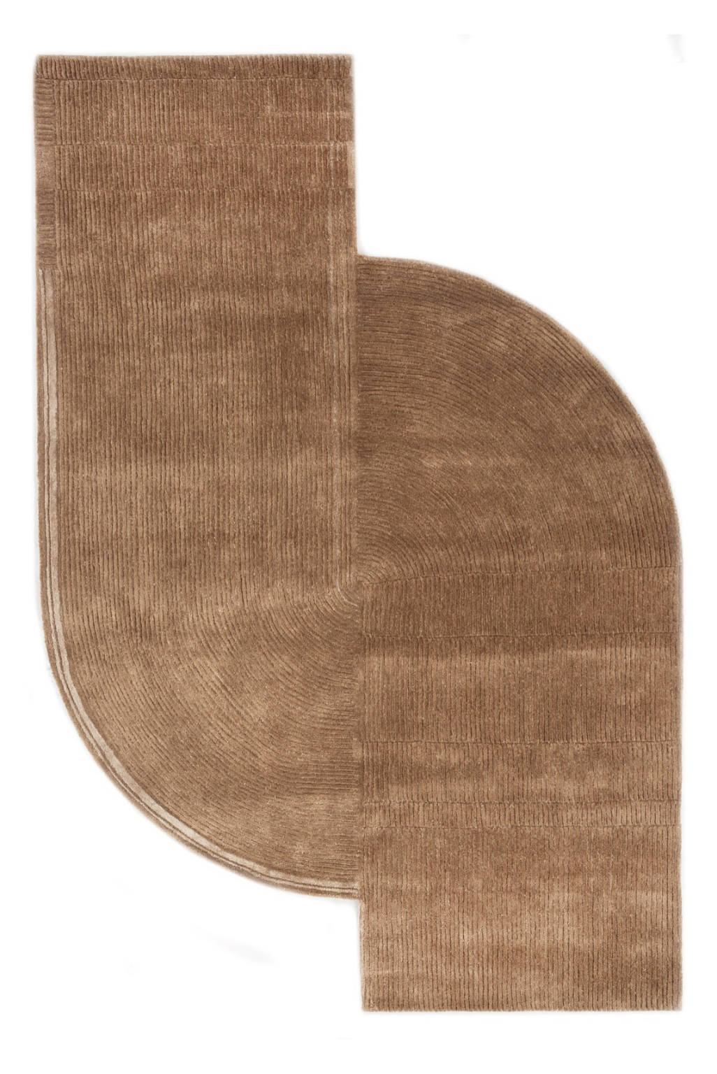 Arcora Mocha Sculpted Irregular Carpet – Modern Geometric Free-Shape Designer Rug with Curved Architectural Form