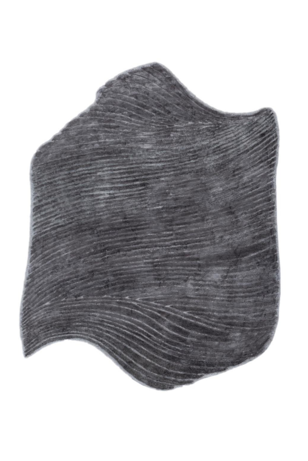 Velvet Tides Anthracite – Luxury Organic Irregular Sculptural Area Rug in Deep Charcoal Grey & Smoky Graphite | Contemporary 3D Wave Textured Designer Carpet with Flowing Ripple Lines, Modern Freeform Silhouette & Elegant Wabi-Sabi Minimalist Style