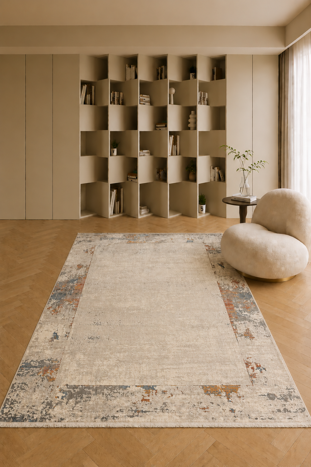 Urbino 53 “Silver Horizon” Modern Abstract Rug – Grey Contemporary