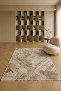 Urbino 407 “Golden Geometry” Modern Abstract Rug – Beige & Gold Geometric Area Carpet