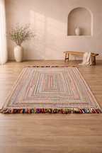 Tapis tressé arc-en-ciel Horizon en jute – IC-17988 | Charme éclectique tissé à la main