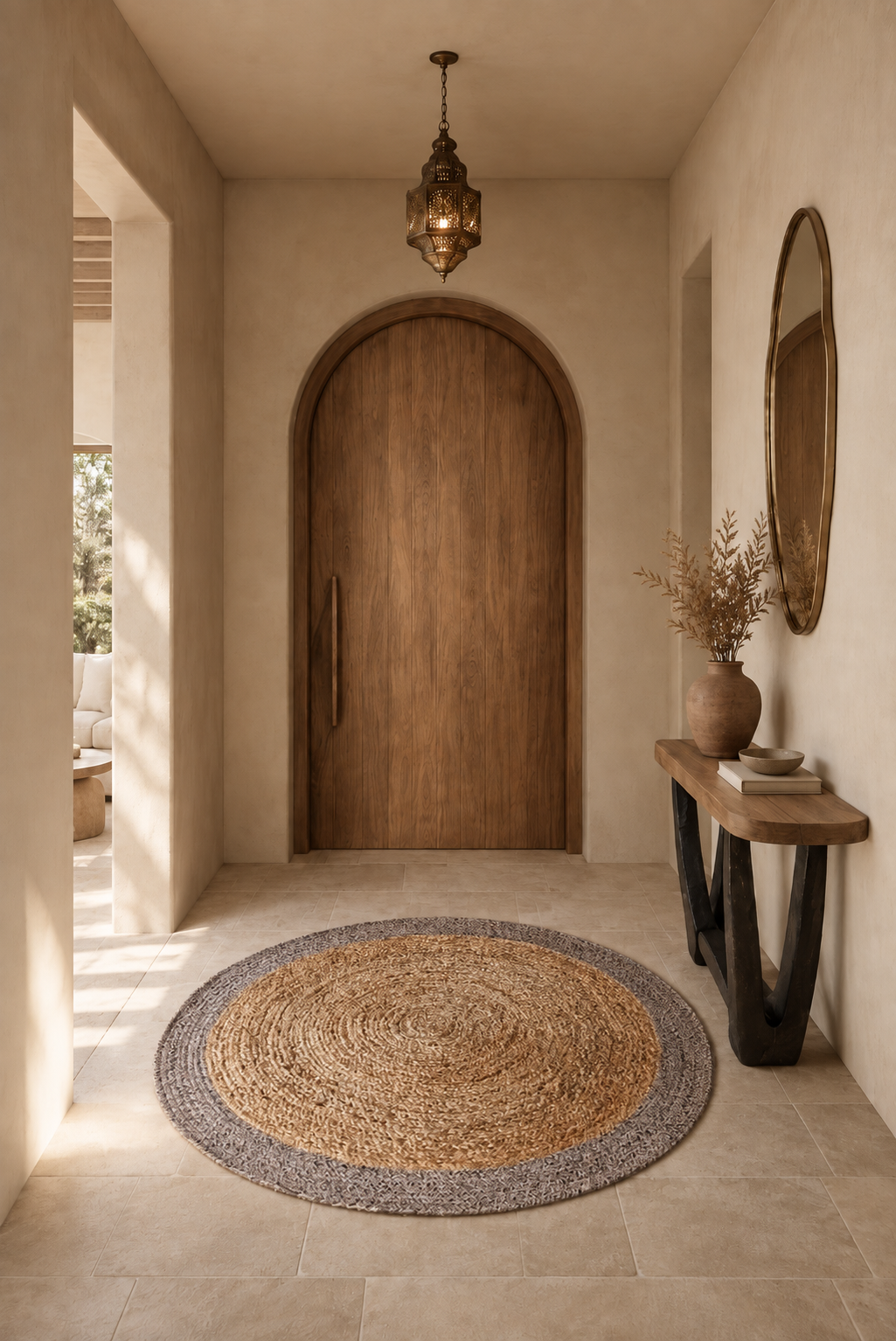 Jute 18367 Natural Round Carpet – Handmade Braided Jute Area Rug for Living Room & Entryway