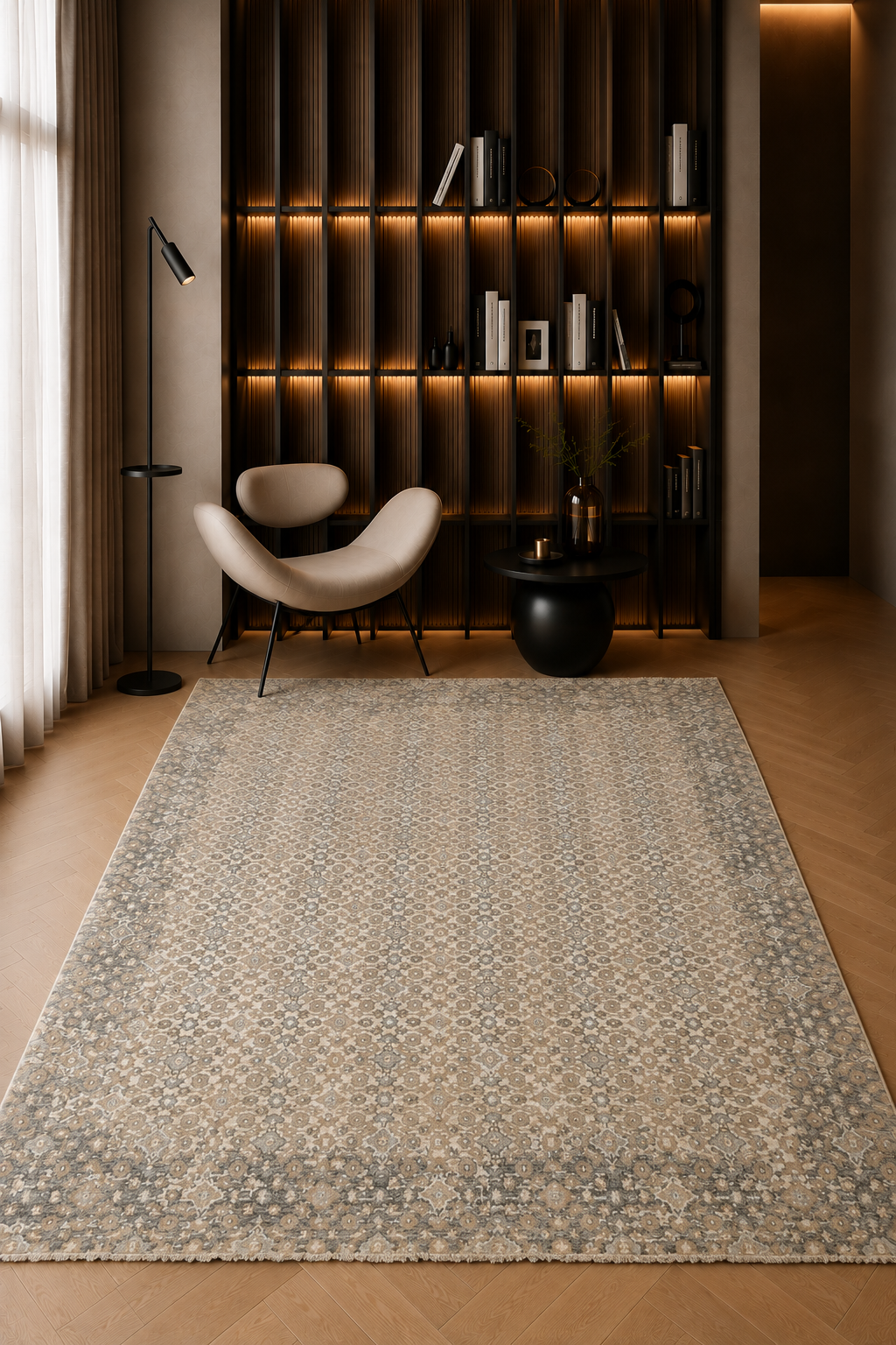 Fresco 73 Ivory Geometric Abstract Carpet – Modern Luxury Beige Rug for Living Room & Bedroom