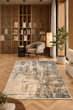 Leon “Urban Eclipse” Thin Art Silk Carpet – Contemporary Abstract Charm