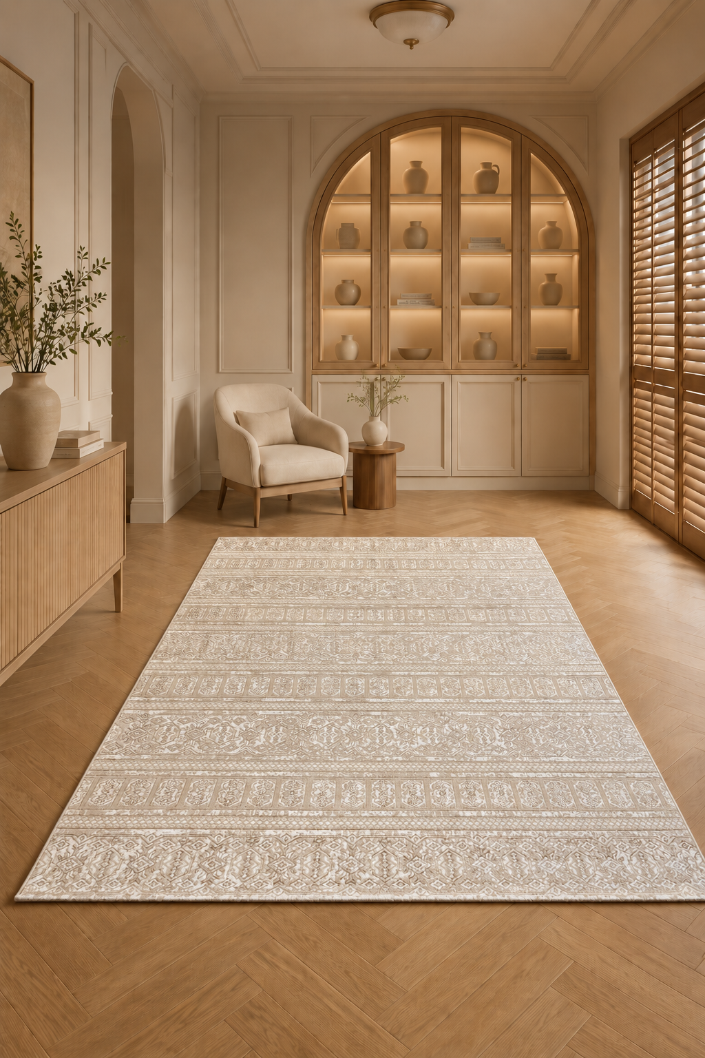 Harir Zumrut 44 Traditional Beige & Brown Carpet – Elegant Vintage Pattern Luxury Area Rug