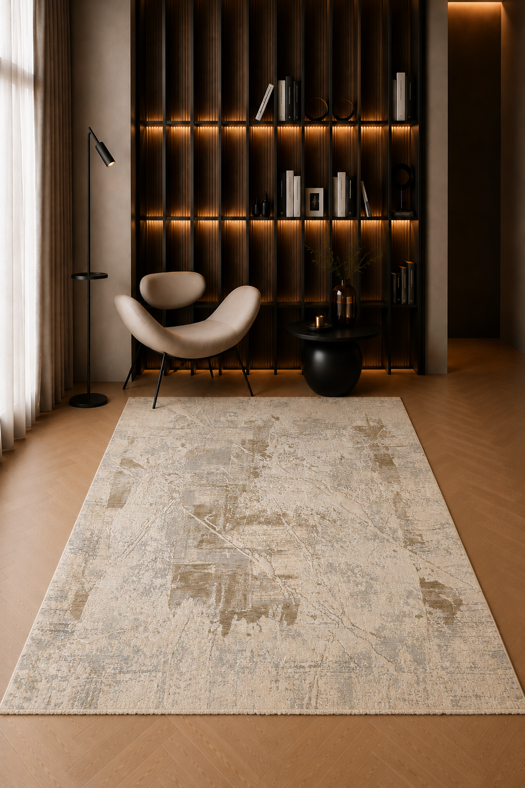 Fresco 33 Ivory & Beige Abstract Geometric Carpet – Modern Luxury Rug for Living Room & Bedroom
