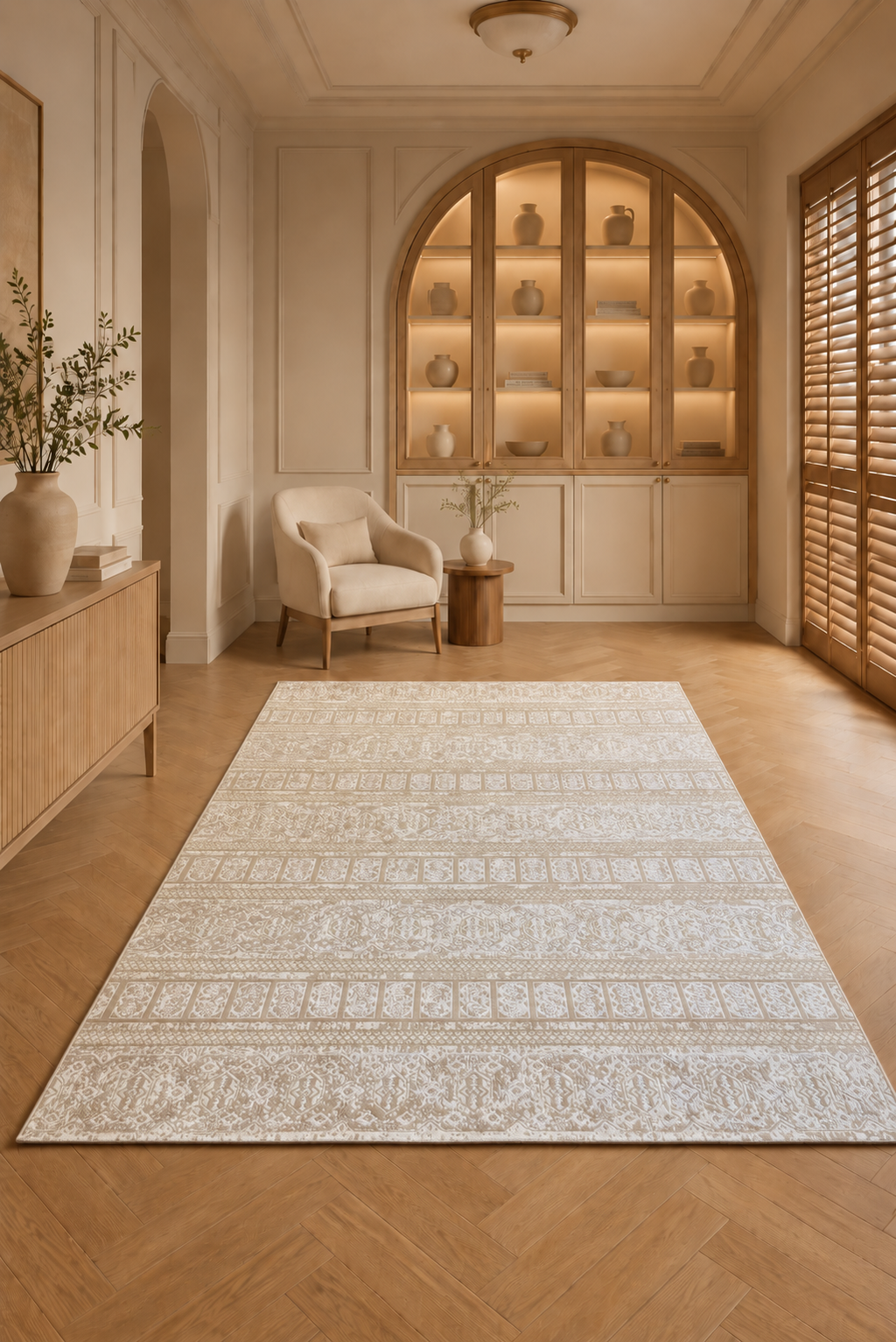 Harir Zumrut 44 Traditional Beige & Pink Carpet – Elegant Vintage Pattern Luxury Area Rug