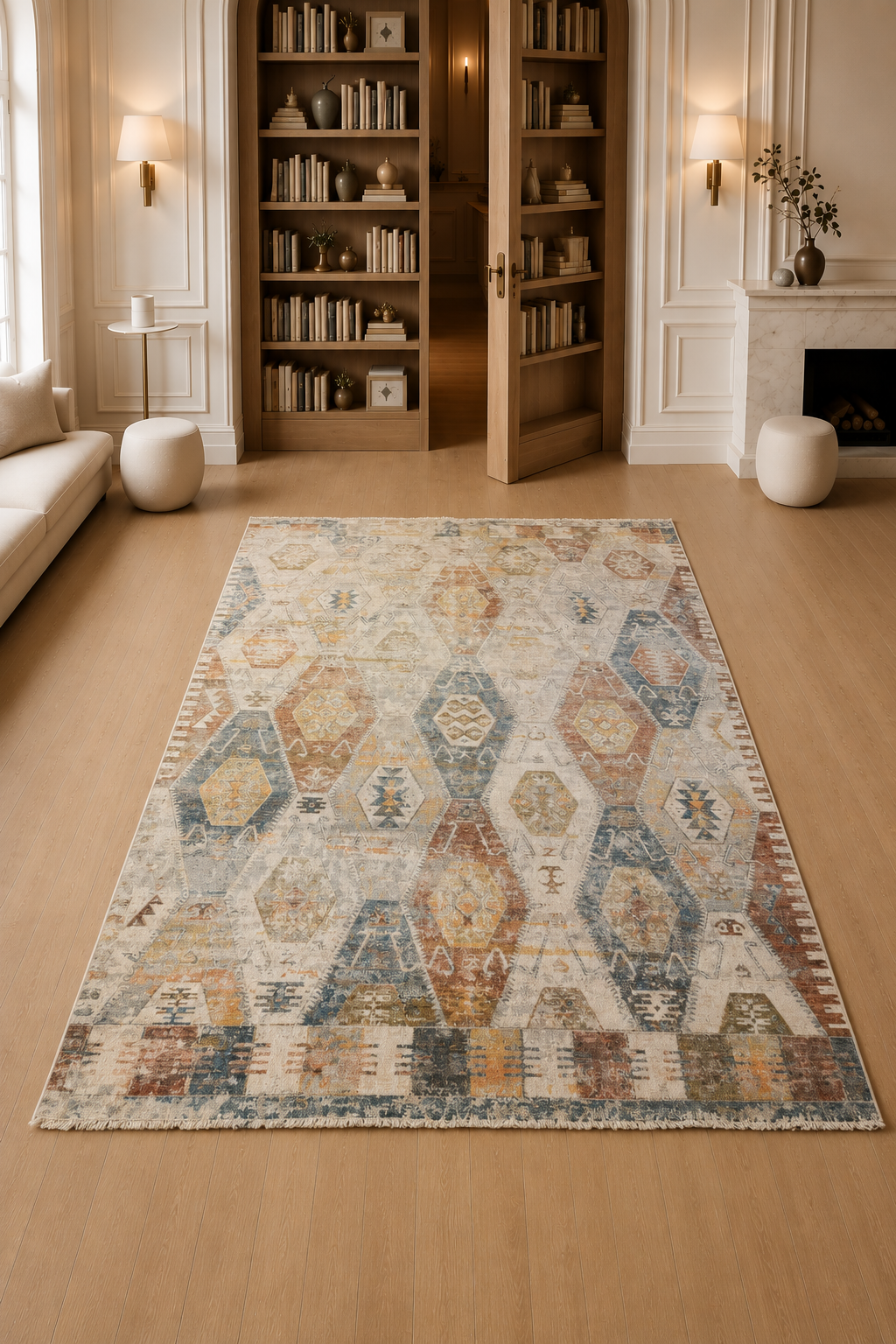Valeria 400 “Nomad Mosaic” Vintage Geometric Carpet – Multicolor Tribal Style Rug