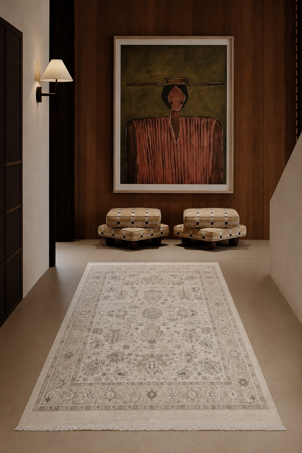 Four Seasons Ivory Whisper Heritage Garden Area Rug – Timeless Vintage Persian Floral Carpet in Warm Ivory, Soft Beige, Taupe & Muted Stone