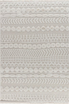 Lemans 250A Light Beige Ethnic Pattern Flatweave Carpet – Thin Turkish Rug for Kitchen & Living Room