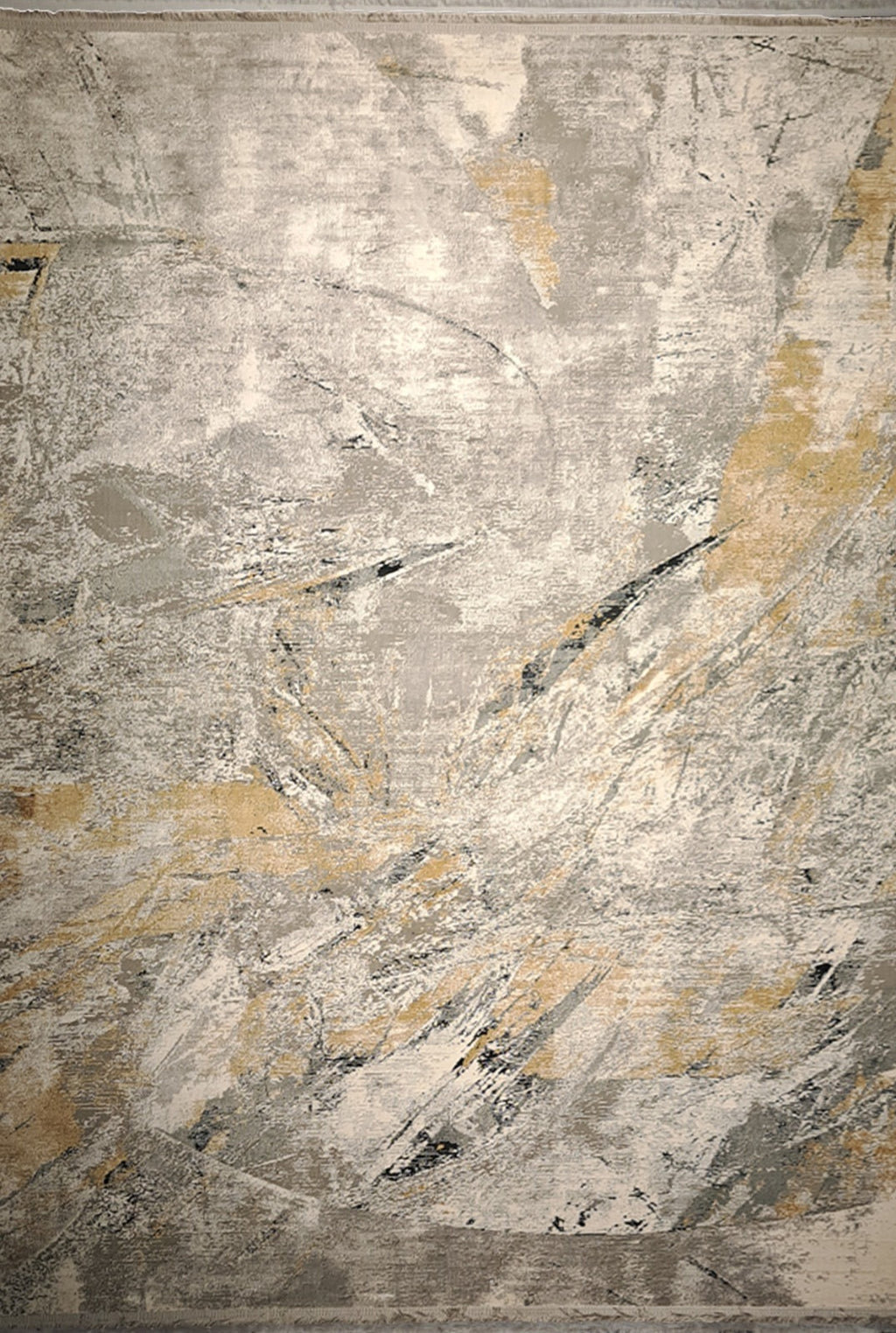 Leon “Golden Veil” Thin Art Silk Carpet – Modern Abstract Elegance