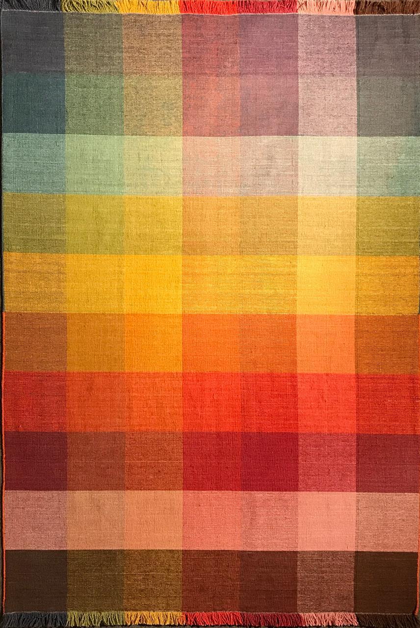 Woolen “Sunset Spectrum” Wool Carpet – Modern Colorful Handmade Design