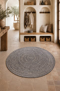 Sahara Spiral Natural Handwoven Jute & Cotton Round Carpet with Textured Braided Design