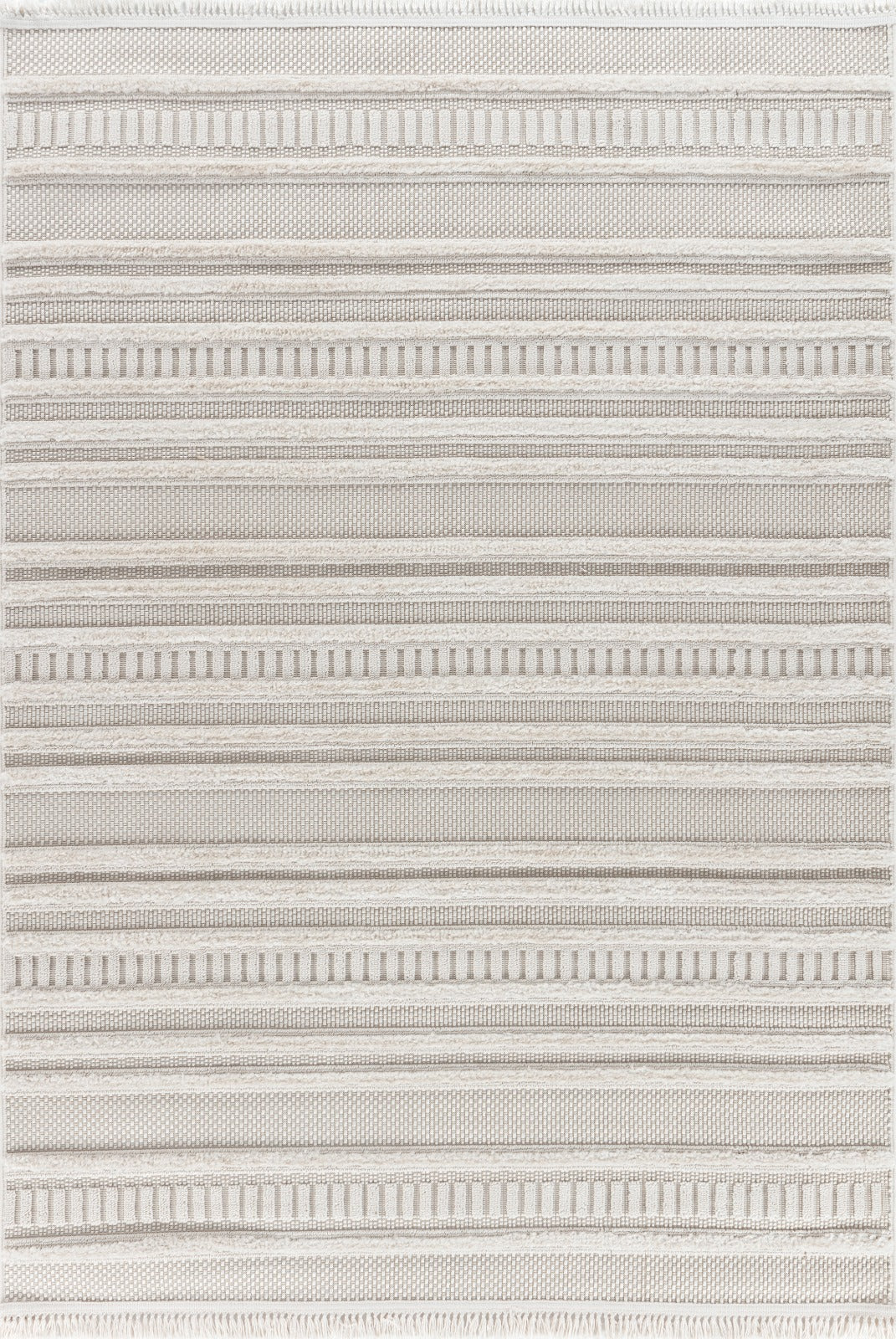 Lemans 249A Light Beige Striped Modern Carpet – Minimalist Area Rug for Living Room, Bedroom & Kitchen