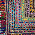 Tapis tressé arc-en-ciel Horizon en jute – IC-17988 | Charme éclectique tissé à la main