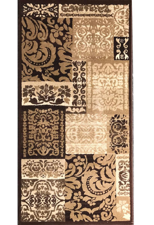 Tapis vintage Capital marron et beige – Élégance géométrique intemporelle pour intérieurs classiques