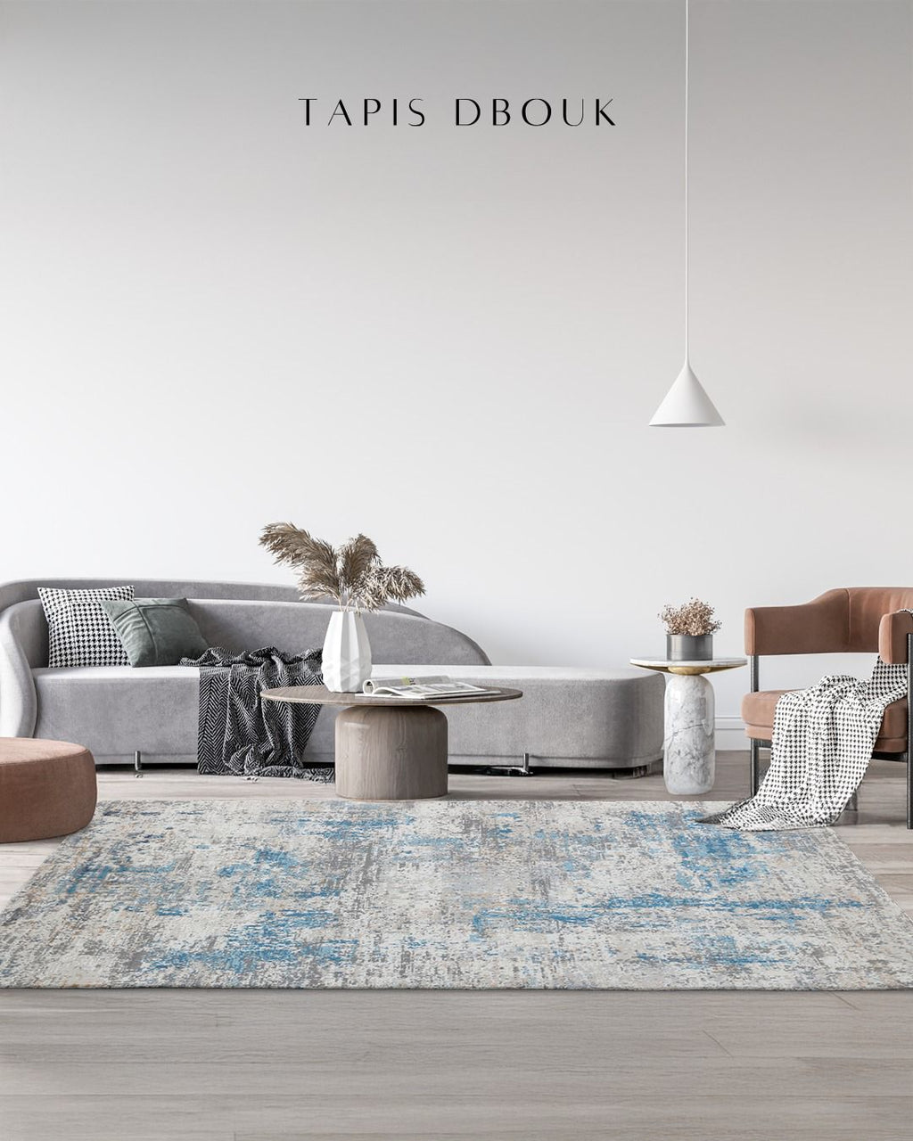 Efes 94 Grey & Blue – Modern Carpet for Living Room & Home Interiors