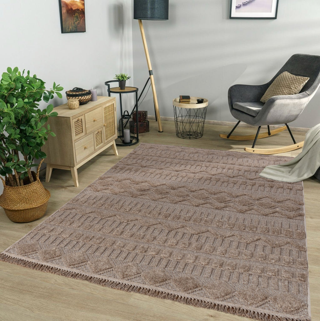 Lemans 331 Dark Beige Textured Pattern Carpet – Kitchen & Living Room Style