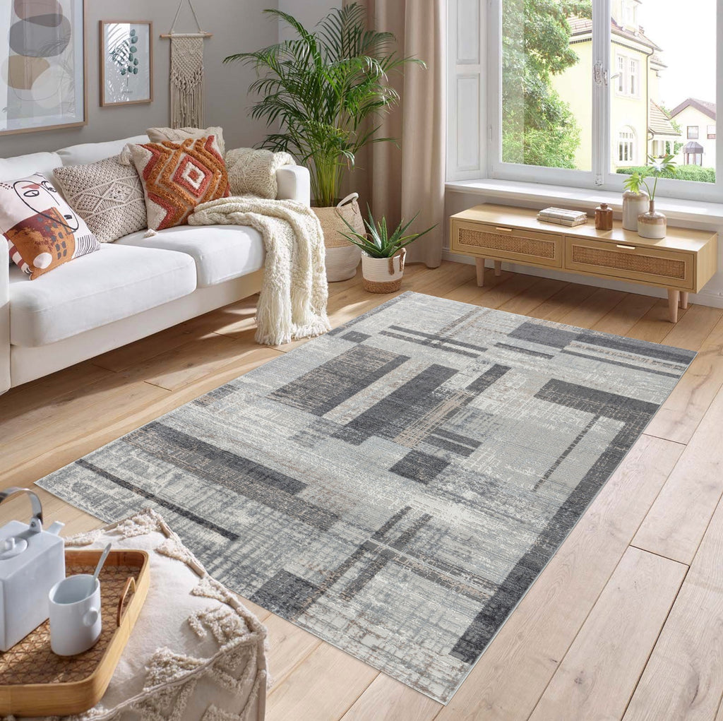 Efes 49 Grey Geometric Pattern Carpet – Stylish & Practical for Home Interiors