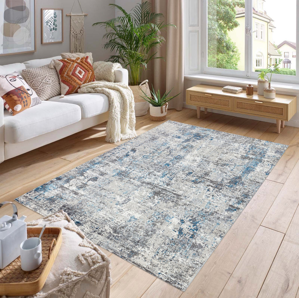 Efes 93 Grey & Blue Modern Carpet – Lightweight & Stylish for Home Interiors
