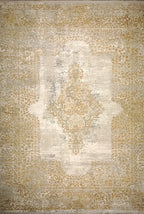 Leon “Golden Reverie” Thin Art Silk Carpet – Vintage Elegance Reimagined