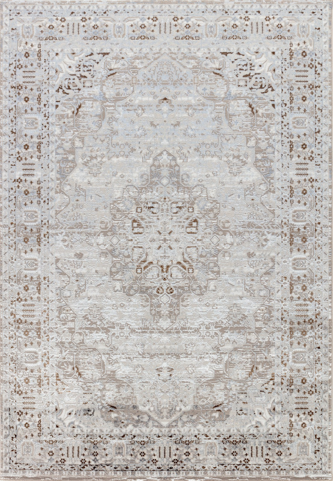 Lagos  I236B Grey Dark Brown Geometric Living Room Carpet