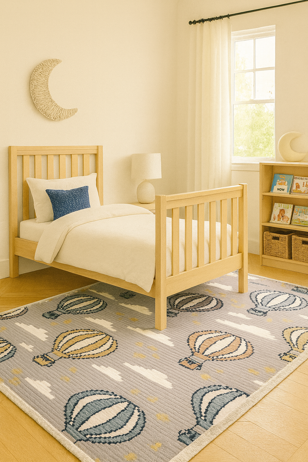 Dali 37 Kids Carpet – Whimsical Hot Air Balloon Design in Soft Grey