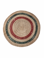 Jute 18224 Natural Red Round Carpet – Handmade Jute Area Rug with Rustic Red Accents for Living Room & Entryway