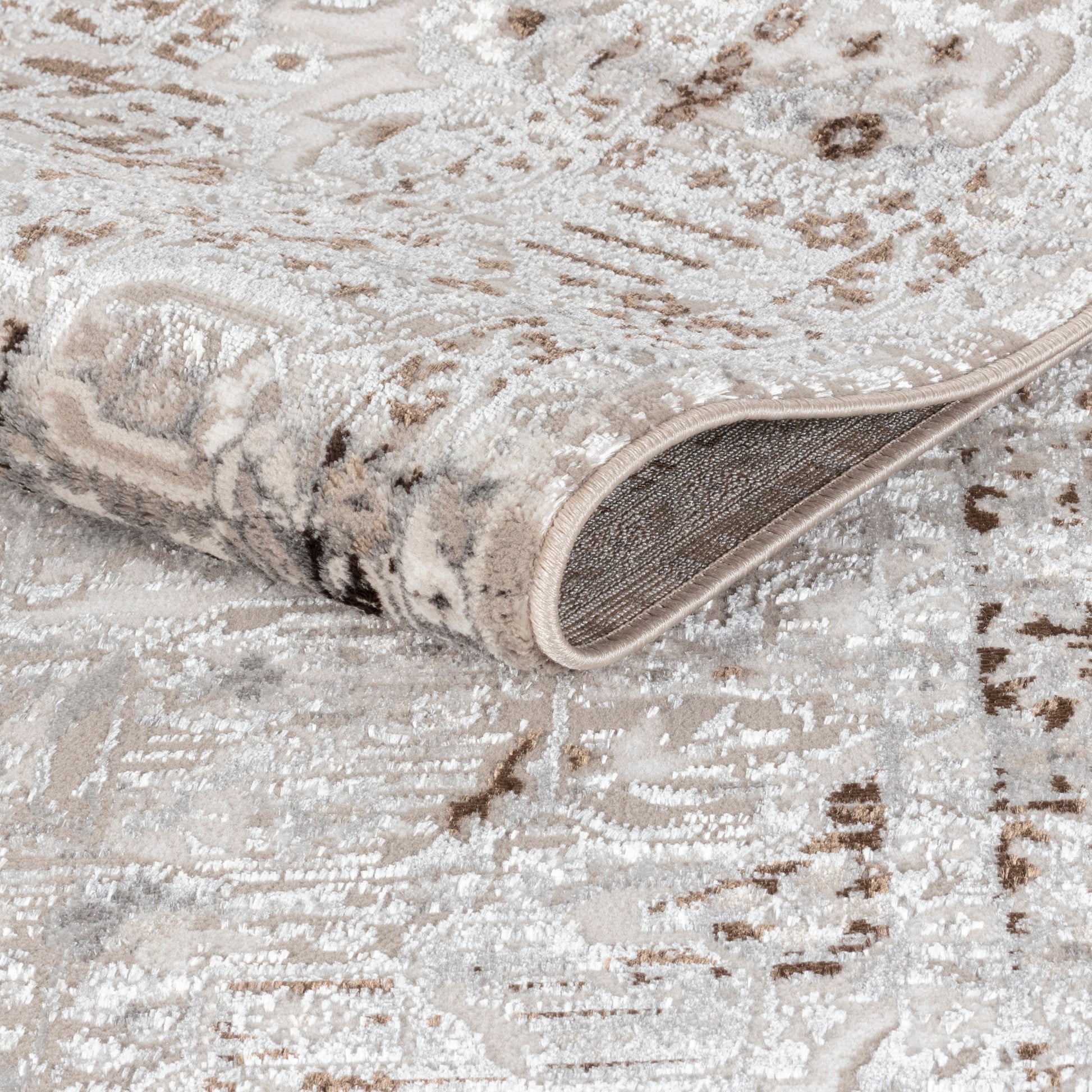 Lagos  I236B Grey Dark Brown Geometric Living Room Carpet