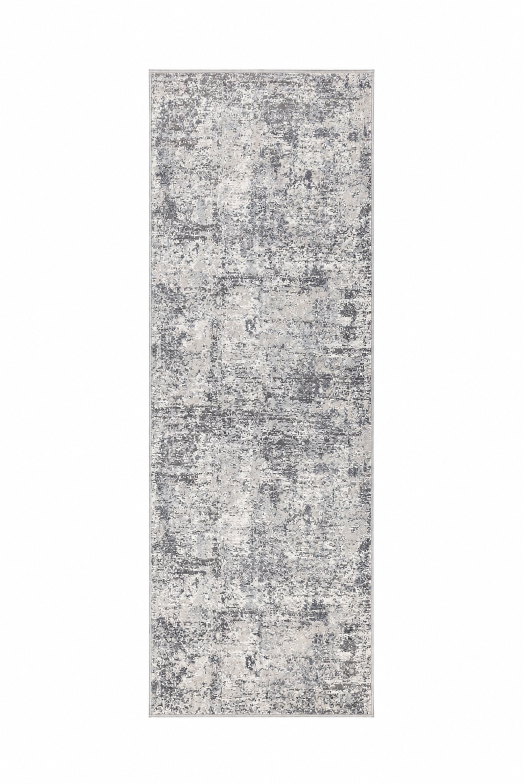 Efes 93 Grey & White Contemporary Runner Rug – Soft Neutral Hallway Carpet