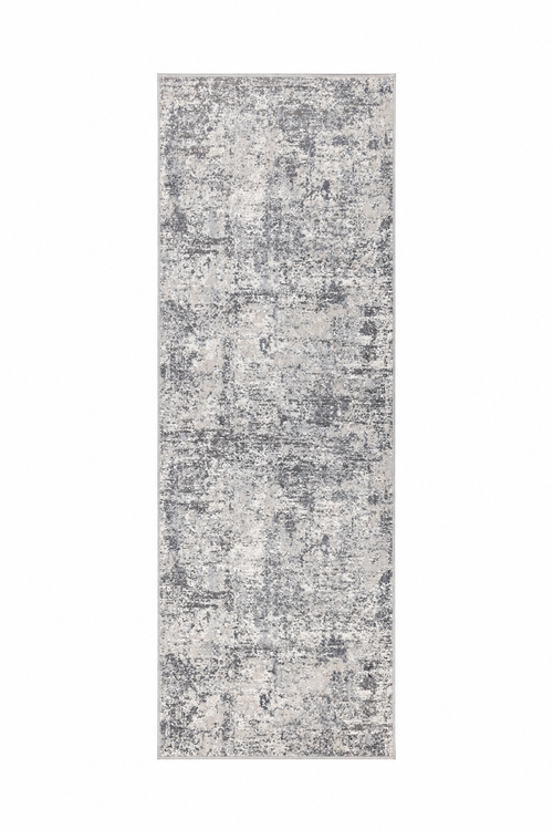 Efes 93 Grey & White Contemporary Runner Rug – Soft Neutral Hallway Carpet