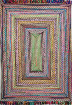 Tapis tressé arc-en-ciel Horizon en jute – IC-17988 | Charme éclectique tissé à la main