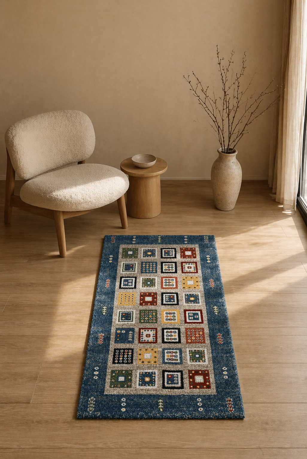 Gabbeh Midnight Nomad Carpet – Navy Minimal Tribal Modern Area Rug