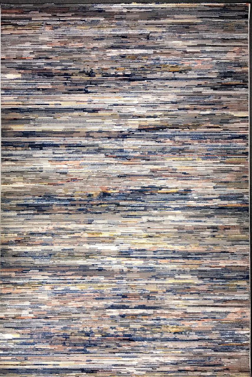 Harir Zumrut “Golden Mirage” Luxurious Art Silk Carpet – Elegant Grey & Blue Tones