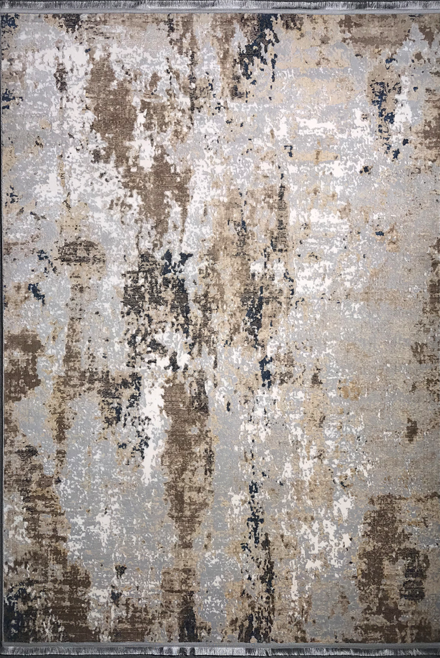 Leon “Silver Flux” Thin Art Silk Carpet – Elegant Abstract Design