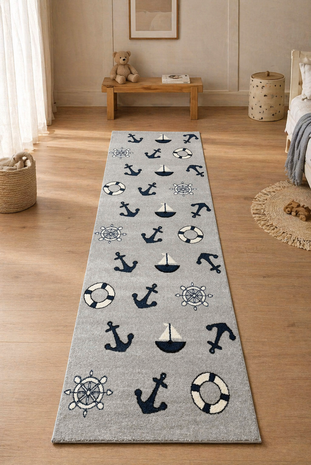 Kids Sailor Voyage Runner Carpet – Playful Nautical Design for Kids Rooms