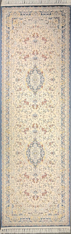 Tapis classique Mashhad « Voile d'Azur » – Bleu élégant et design intemporel