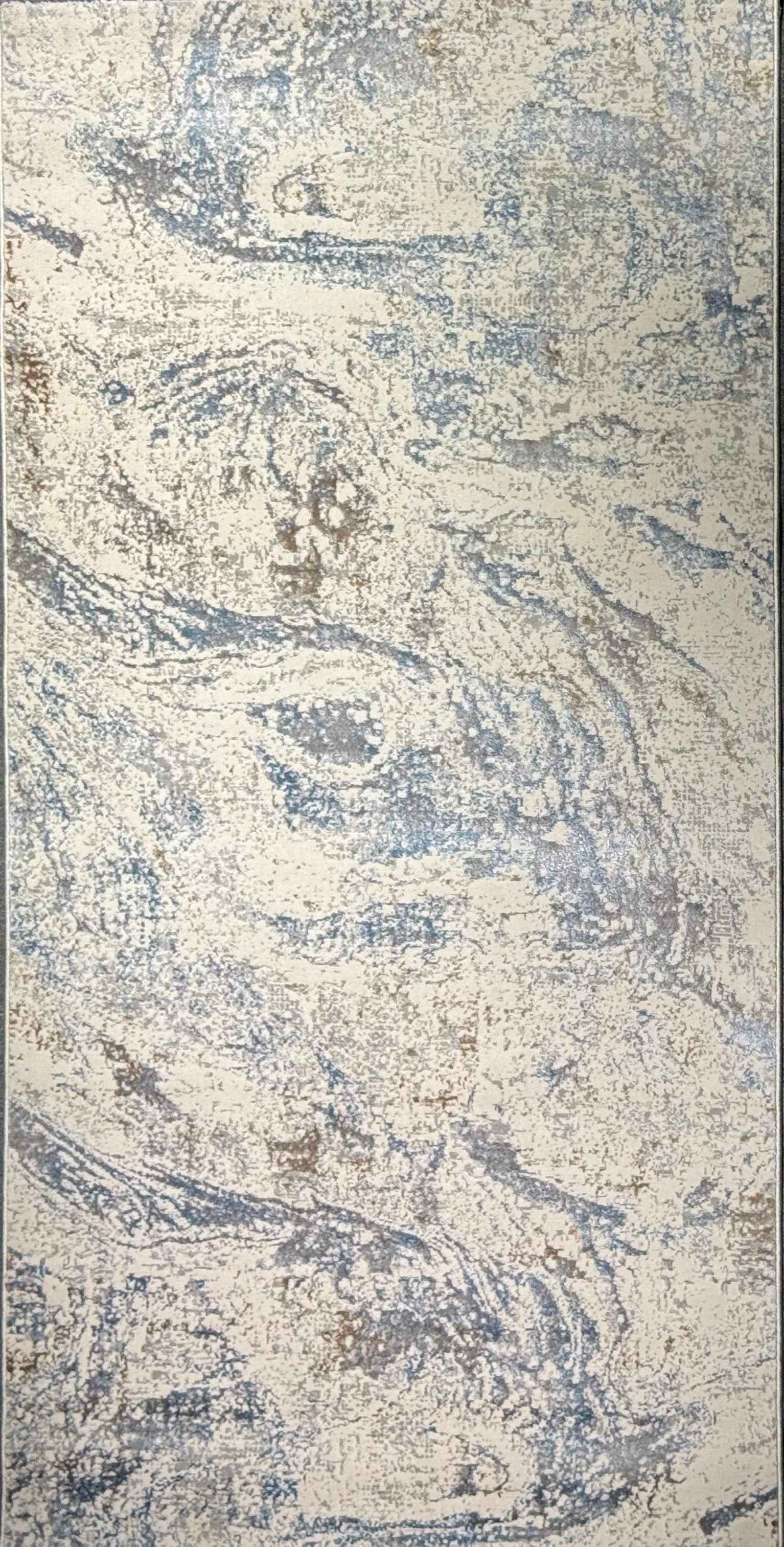 Palma “Ocean Marble” Modern Abstract Rug – Beige & Blue Contemporary Area Carpet
