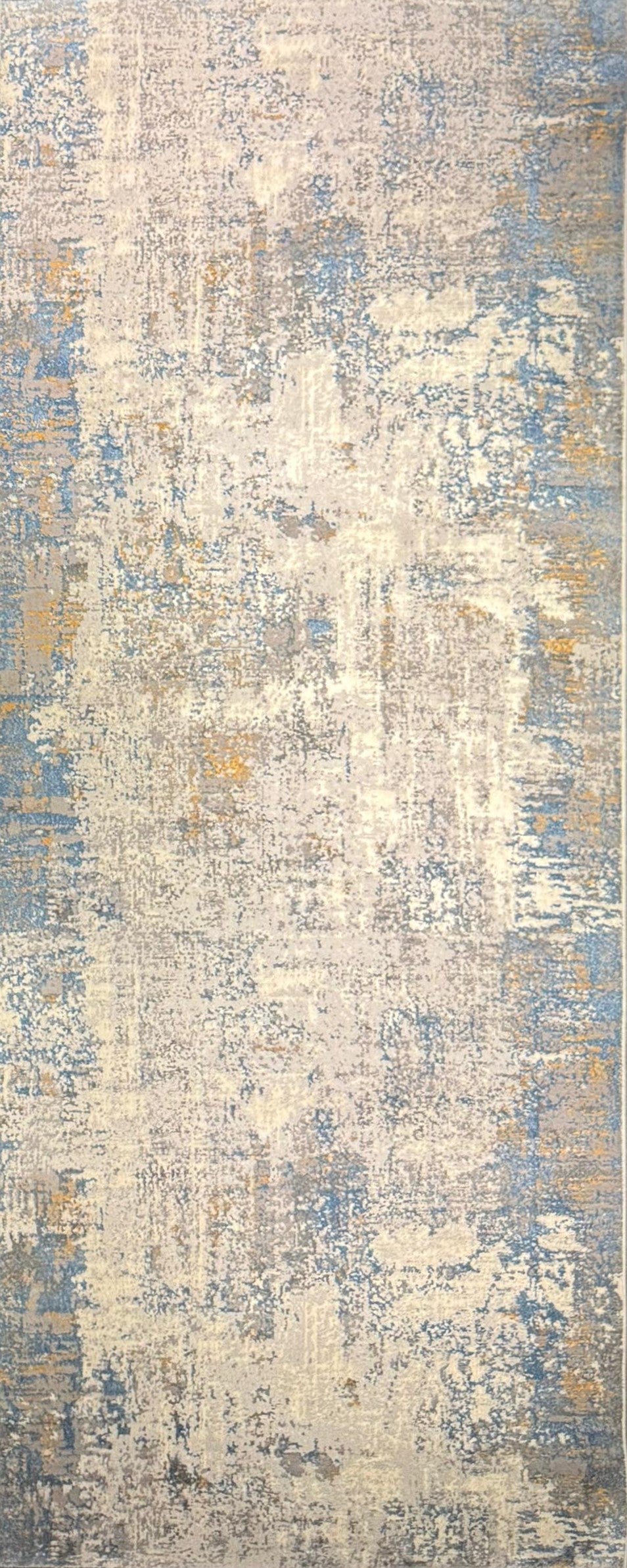 Porto 268 Modern Abstract Runner Carpet – Blue, Grey & Ivory Contemporary Hallway Rug