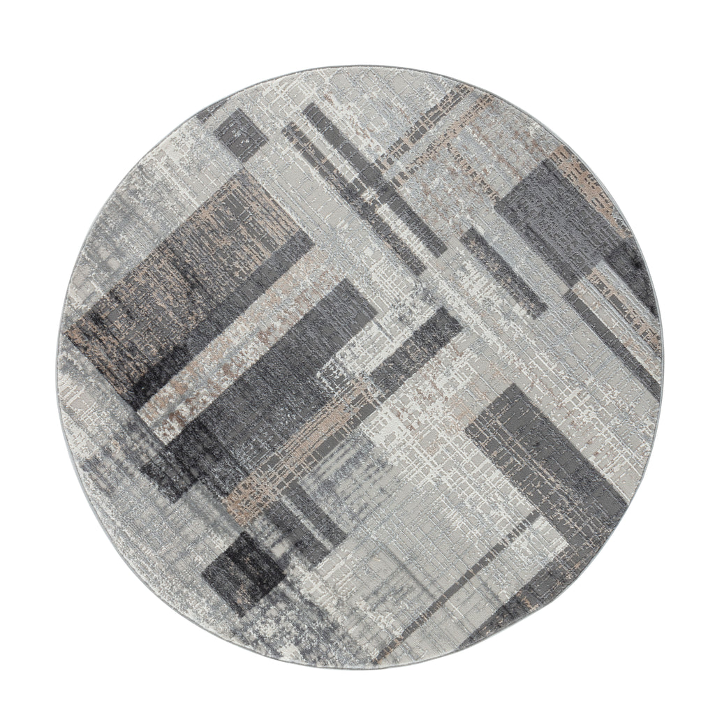 Grey modern round carpet from TAPIS DBOUK Lebanon